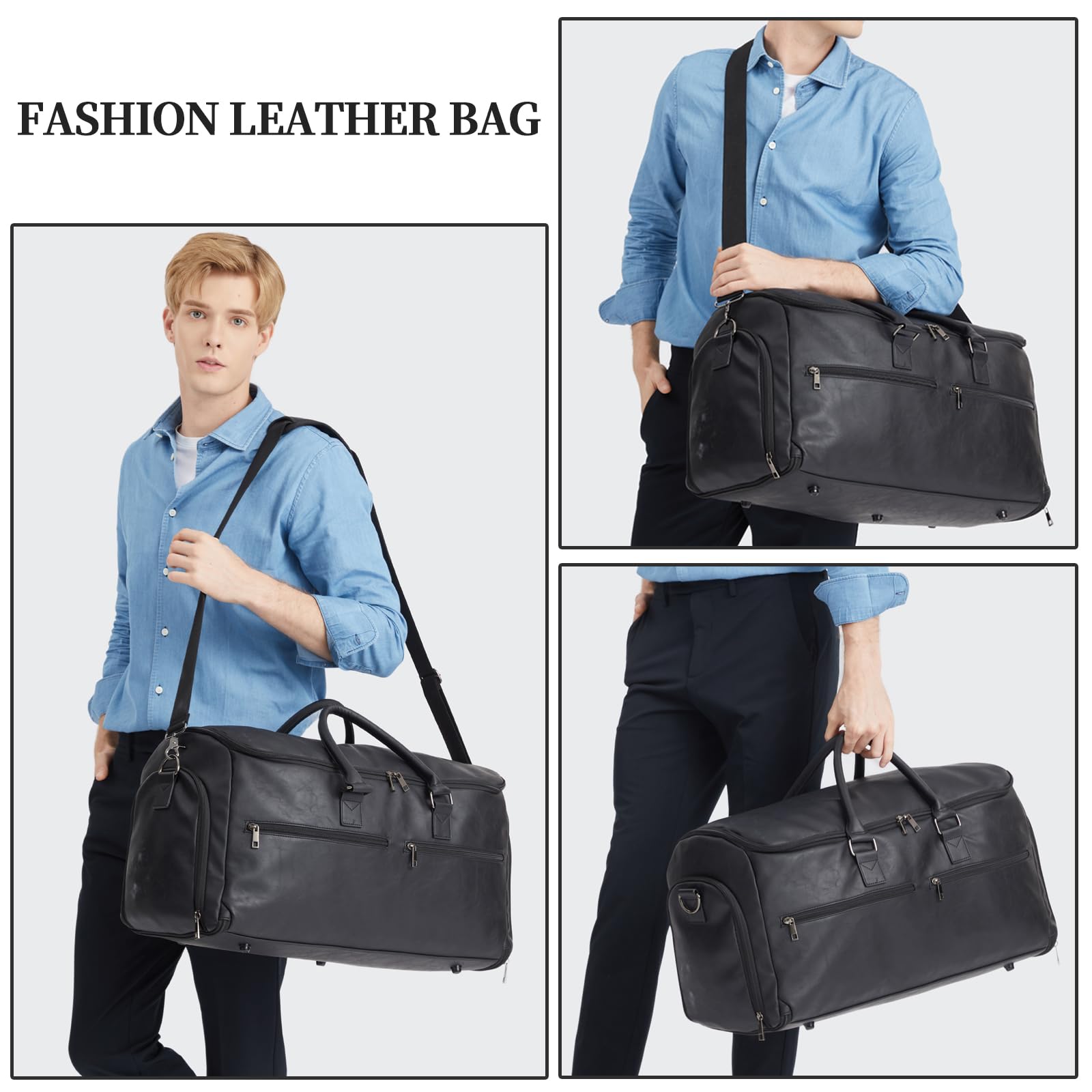 Carry-on Garment Bag for Travel, Convertible Travel Garment Bag for Men and Women, 2 in 1 Hanging Suitcase, Suit, Business Travel Bag, A02 Black, garment bag for travel