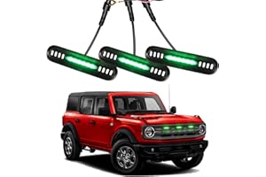 CFDSDE LED Grille Lights for Ford Bronco 2024 2021 2022 2023 Front Grill Inserts Light Snap-on Lamps Fits for Big Bend Outer Bank Accessories 2-4 Door (RGB, 3PCS)