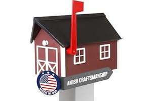 Peaceful Classics Poly Mailbox- Durable, Weather-Resistant Amish Craftsman Mailboxes for Outside Uses Like Front Yard and Road Side- Long-Lasting, Decorative, Modern Mailbox (Burgundy).