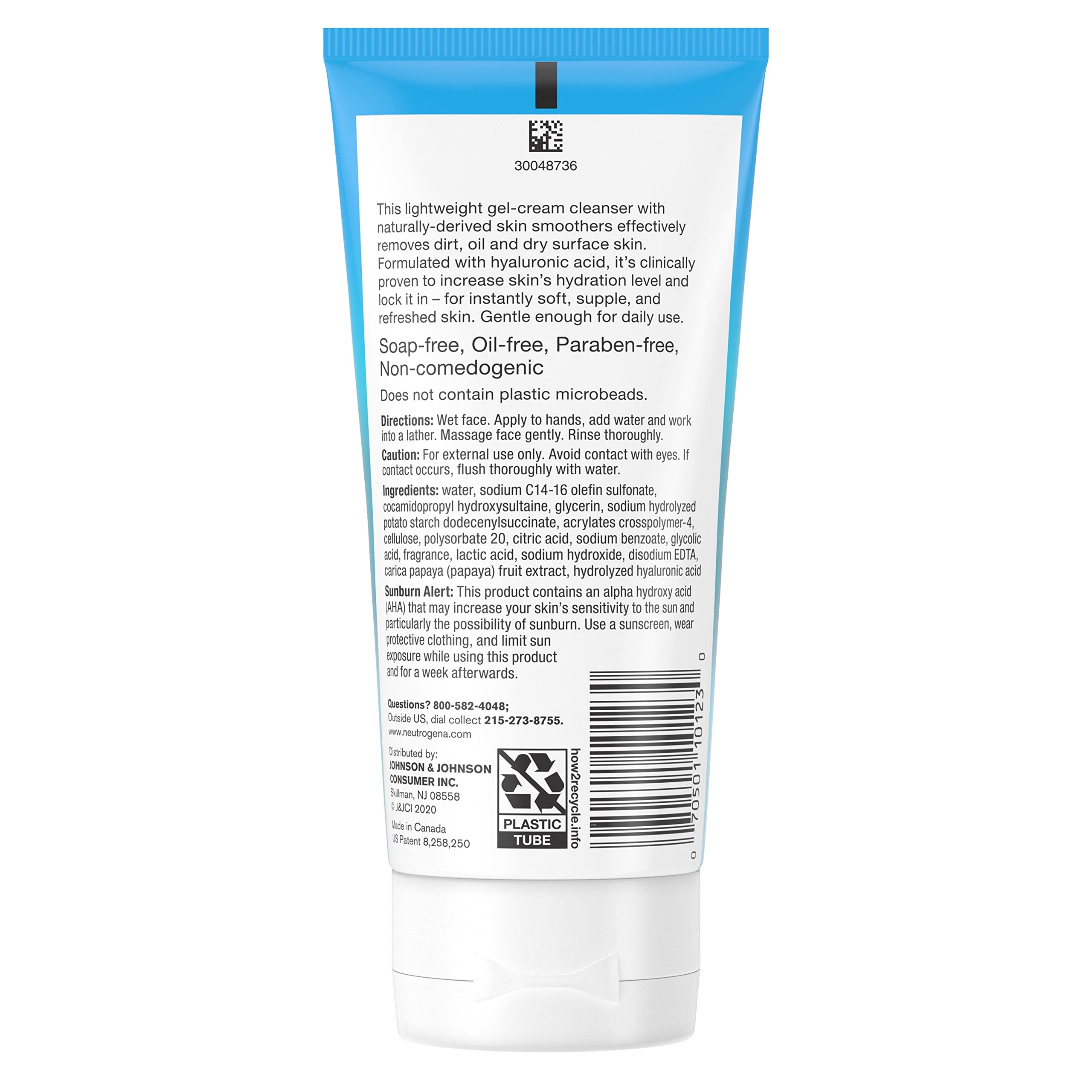 Neutrogena Hydro Boost Gentle Exfoliating Daily Facial Cleanser with Hyaluronic Acid, Clinically Proven to Increase Skin's Hydration Level, Non-Comedogenic Oil-, Soap- & Paraben-Free, 5 Oz, 3 Pack