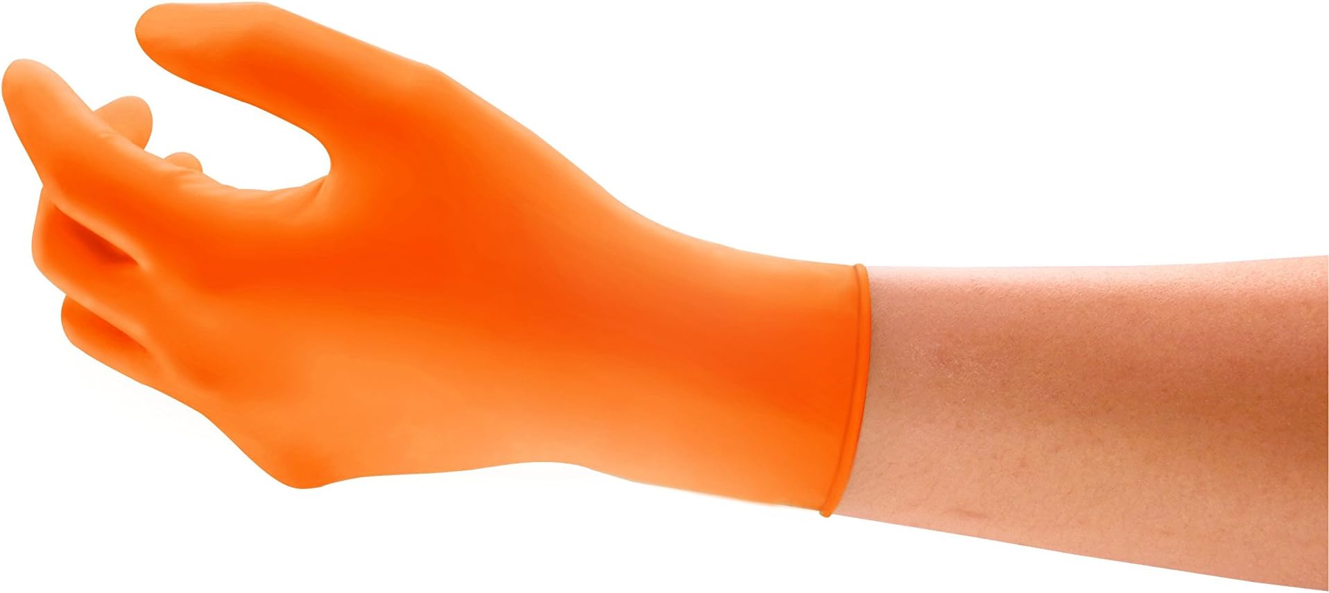 AnsellMicroFlex 93-856 Disposable Nitrile Gloves with Long Cuff, Powder-Free, High Chemical Resistance and Mechanical Protection, Professional Safety Gloves, Orange, Size 2XL (100 Gloves)
