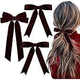 3PCS Velvet Hair Bows 2 Sizes Wine Red Soft Velvet Bow Hair Clips for Women and Girls Long Ponytail Knot Bows Alligator Clip Toddlers Ribbon Accessories