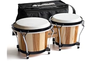 MUSICUBE Bongo Drums for Kids Adults Professional 6” and 7” Tunable Hand-Crafted Bongo Drum Percussion Instrument with Tuning Wrench and Storage Bag (Natural Skin)