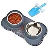Pecute Ciotole per Cani Gatti in Acciaio Inox con Tappetino Silicone Antiscivolo