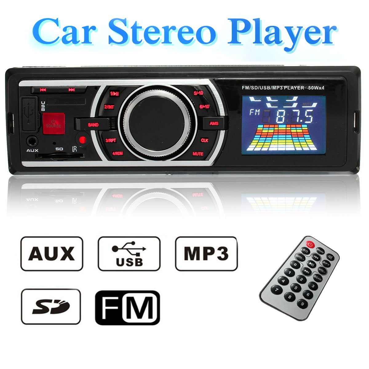 Audew Auto Radio Estereo Coche Audio Reproductor MP Player AUX Input USB