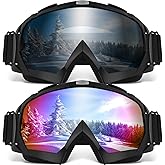 YENPK Ski Goggles, OTG Snowboard Goggles for Men Women & Youth, Winter Sport Anti Fog Snow Goggles - UV400 Protection