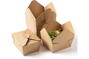 PakTalk To Go Containers Restaurant & Catering Supplies Takeout Food Containers 30oz Kraft Paper Lunch Boxes, Leak and Grease Resistant Disposable Paper Storage Box (50Pack, Brown)