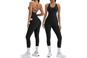 OMKAGI 2 Piece Workout Sets for Women Padded Workout Tops Booty Leggings with Pockets Gym Sets