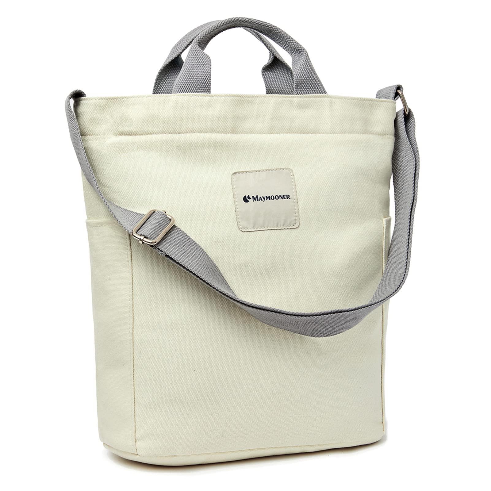 MAYMOONER Women Canvas Tote Handbags Casual Crossbody Shoulder Work Bag Color Beige โ image 1