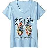 Womens Yahweh Our Very Breath Speaks His Name Floral Lung Flowers V-Neck T-Shirt