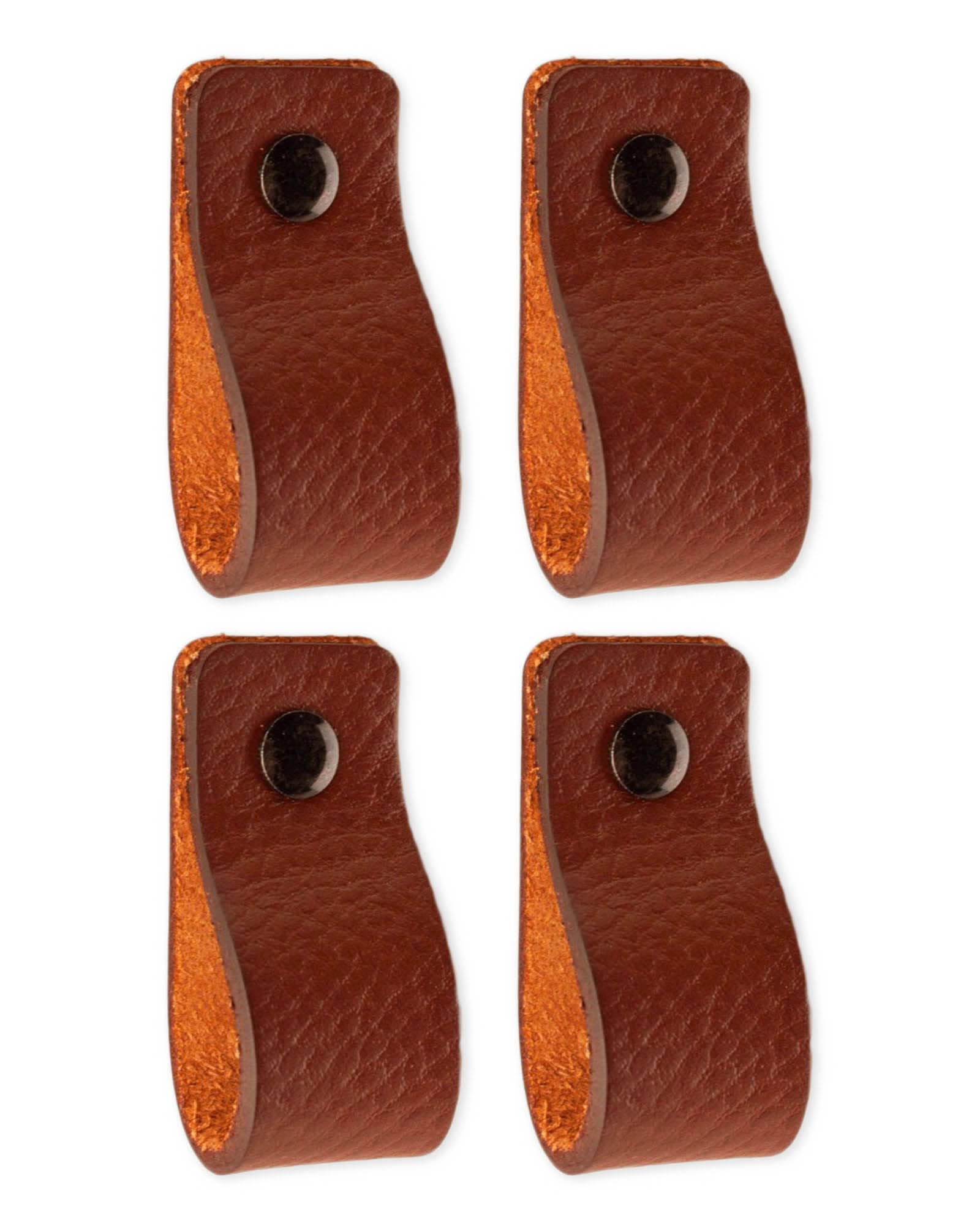 Brute Strength - Leather Furniture Handles - Cognac - 4 Pack - 12.5 x 2.5 cm - Industrial Style Cabinet & Door Pulls