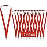 WEZEBEL 24-Pack Red Breakaway Lanyards for id Badges, Polyester Neck Straps for ID Cards, Keys, Office, School & Events