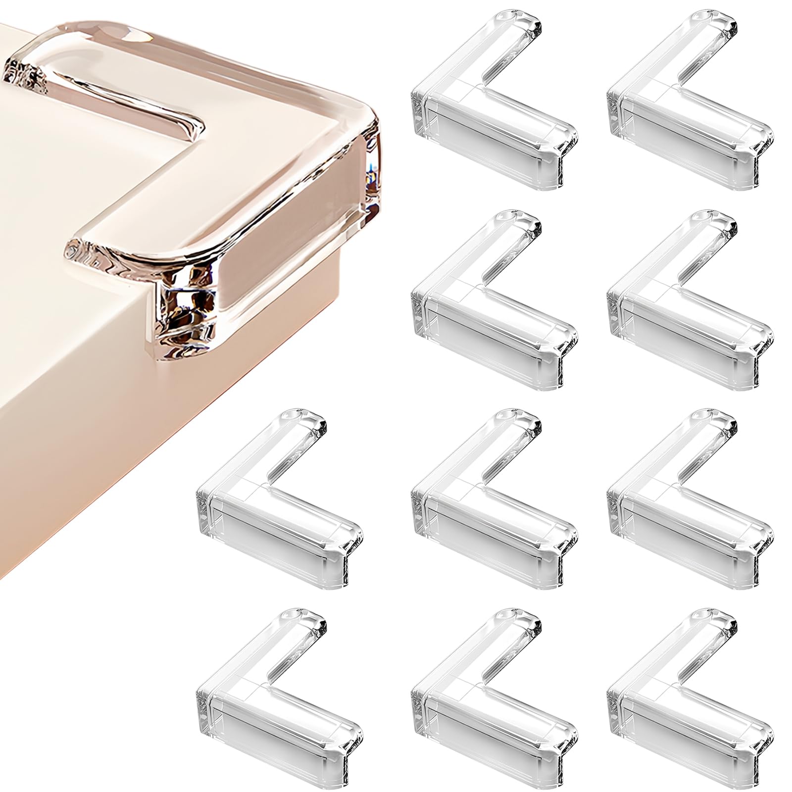 40 pcs Table Corner Protectors,Furniture Corner Protectors,Rubber Corner Protectors,Can be Used on Plastics, Most Kitchen Counters of Tile and Stone, Ceramic, Glass, Wood Desks(L-Shape)