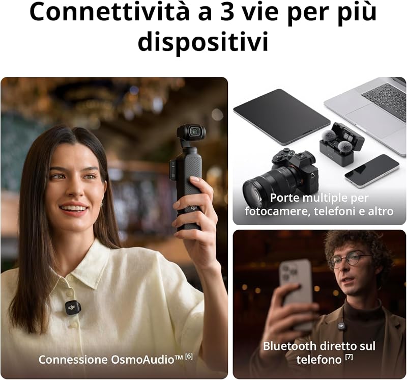 Trasmettitore DJI Mic 3, mini mic wireless per iPhone/fotocamera/Android