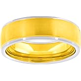 Jewels By Lux Stainless Steel Mens Two-Tone Brushed Center Sizes 7-14 Comfort-Fit Fashion Bridal Anniversary Wedding Engagement Band Ring