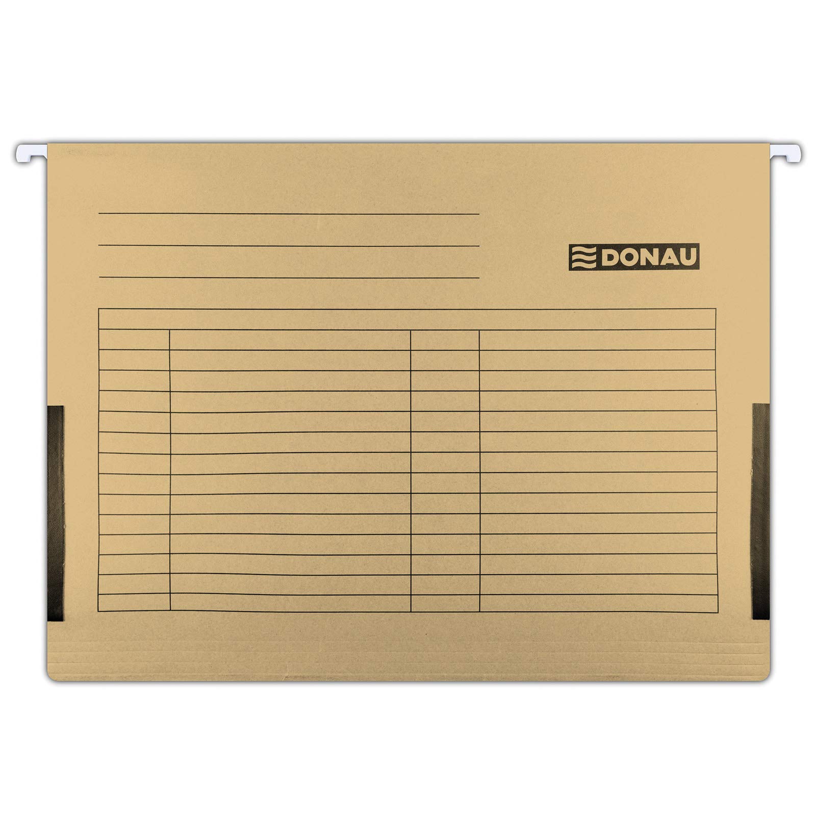 DONAU 7420905-02 Suspension Bag with Linen Frogs Made of Recycled Cardboard 230 GSM for DIN A4 Colour: Brown Pack of 5 Interchangeable Blank Labels Ideal for Office and School and The Authority Green