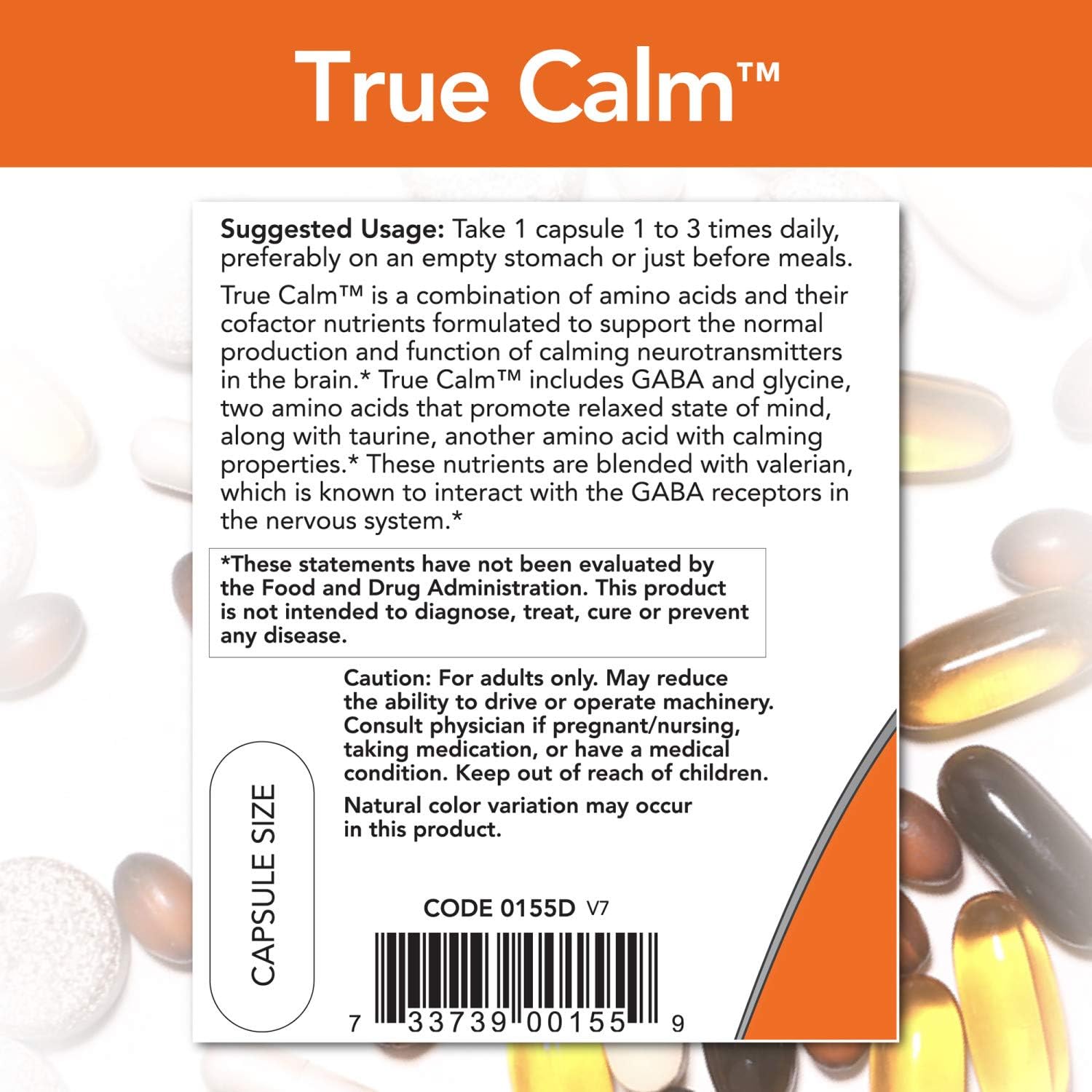 NOW Supplements, True Calm, Amino Acid blend with B Vitamins & Valerian , 90 Veg Capsules: Health & Personal Care