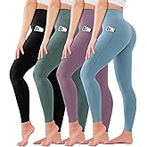 4 Pack High Waisted Leggings for Women - No See Through Tummy Control Cycling Workout Yoga Pants Reg & Plus