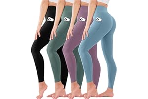 4 Pack High Waisted Leggings for Women - No See Through Tummy Control Cycling Workout Yoga Pants Reg & Plus