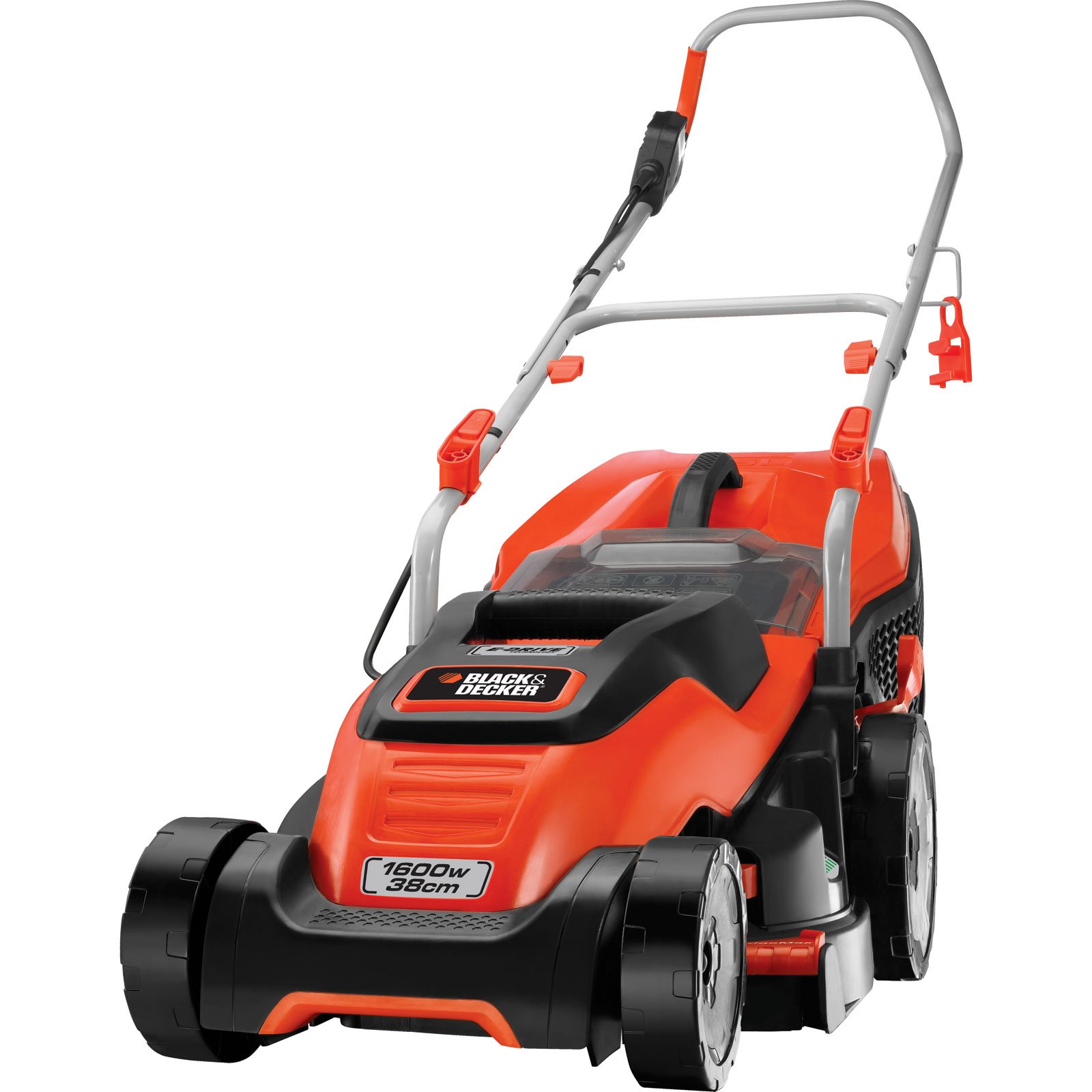 Black & Decker EMAX38i-GB Lawnmower with Compact and Go, Orange, 77x42x150 cm