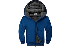 ONEDOG Boys Fleece Jacket Sherpa Lined Zip Up Hoodie Casual Long Sleeve Sweatshirt Warm Jacket 6-15Years (Girls/Kids)