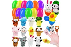 VEALIZUU 12 Pack Easter Eggs with Mini Plush Animals Finger Puppets Toys for Kids, Perfect for Easter Egg Hunt Game, Easter Party Favors, Easter Gift for Kids