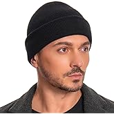 LEAZEAL 100% Merino Wool Beanie for Men Women, Double Layer Knitted Winter Hat Toque Cuffed Snow Cap