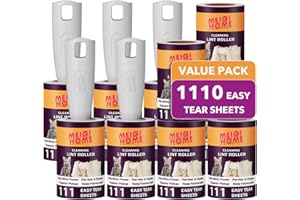MEIQIHOME Lint Rollers for Pet Hair Extra Sticky, 1110 Sheets Mega Value Set Lint Roller with 5 Upgraded Handles, 10 Rollers Portable Pet Lint Roller for Clothes, Furniture, Dog & Cat Hair Removal