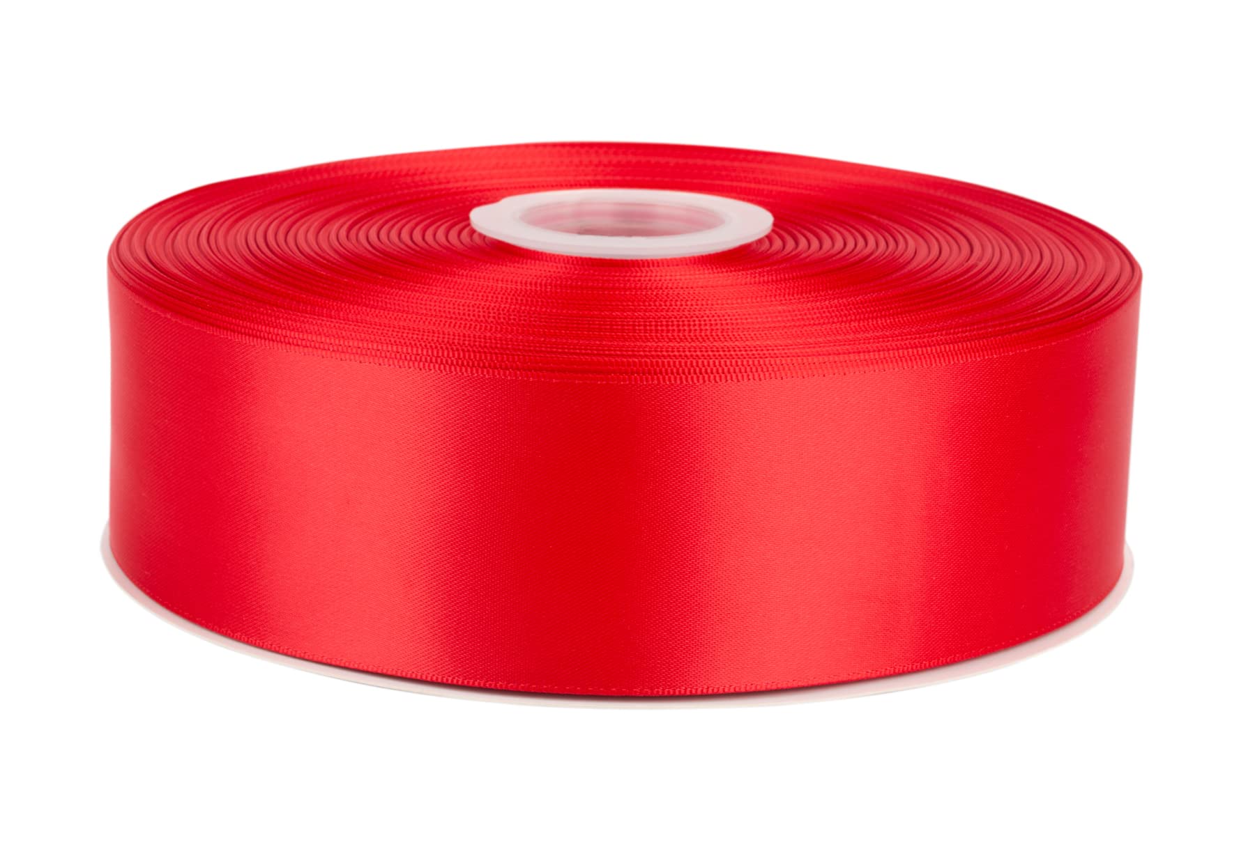 Fondersy 91 Meters Hot Red Double Faced Satin Ribbon - 50mm Width for Wedding, Gift Wrapping, Floral Arrangement and Crafts