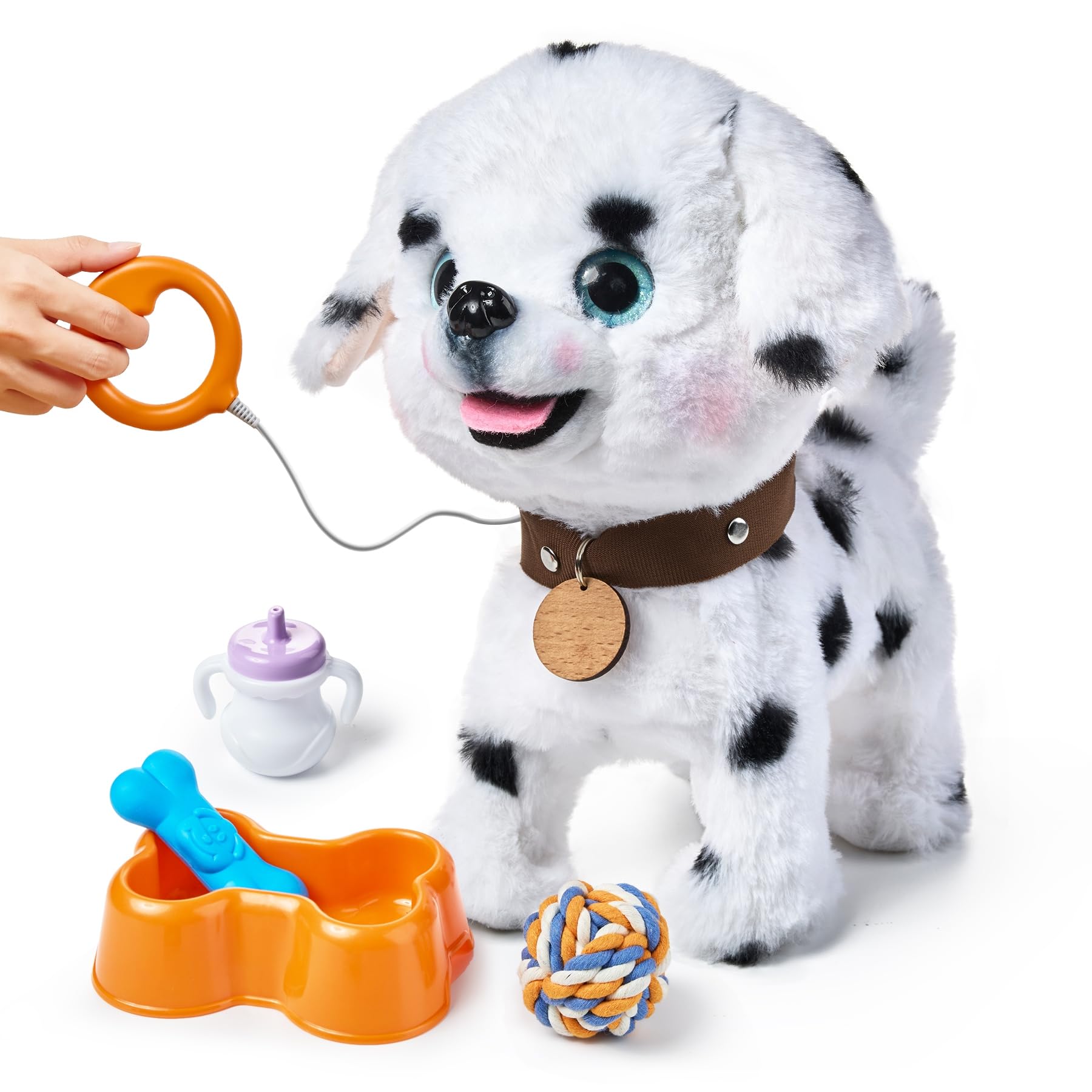 OR OR TU Walking Dog Toys for Kids - Electronic Pets Dog Puppy, Walk and Bark on a Lead, Realistic Interactive Toys for Kids 3-7 Years Old Girls Boys Gift
