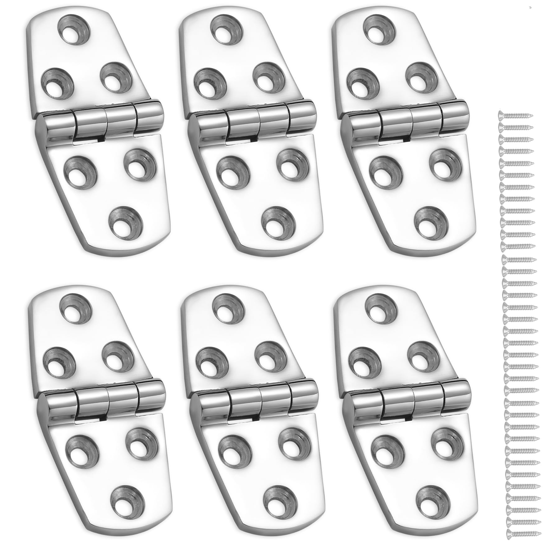 316 Stainless Steel Boat Hatch Hinges Marine Grade, 3 x 1.5 Inch, Sturdy Deck Cabinet Door Hinges with Screws (Pack of 6)