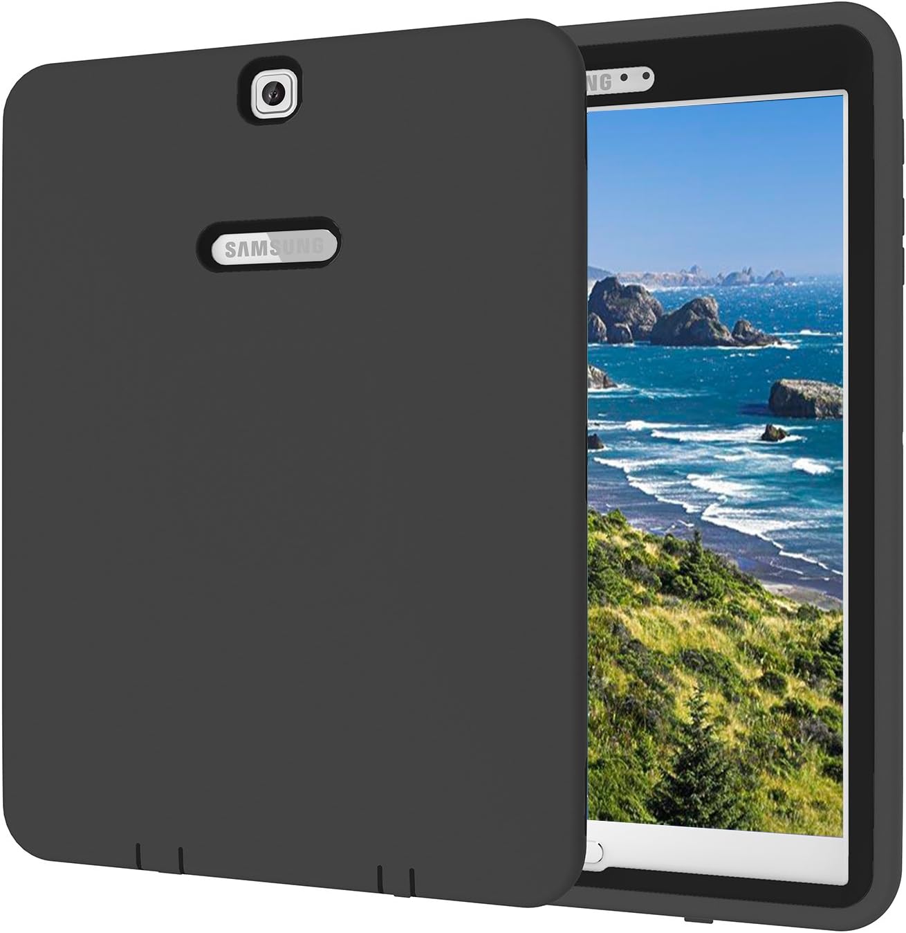 Mupoo Galaxy Tab S2 9.7 Case, Heavy Duty Rugged Shockproof Hybrid Silicone Case Cover for Samsung Galaxy Tab S2 9.7" Tablet 2015 Release (Black/Black)