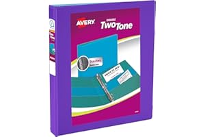 Avery Two-Tone Durable View 3 Ring Binder, 1 Inch Slant Rings, Violet/Soft Blue Binder (17131)