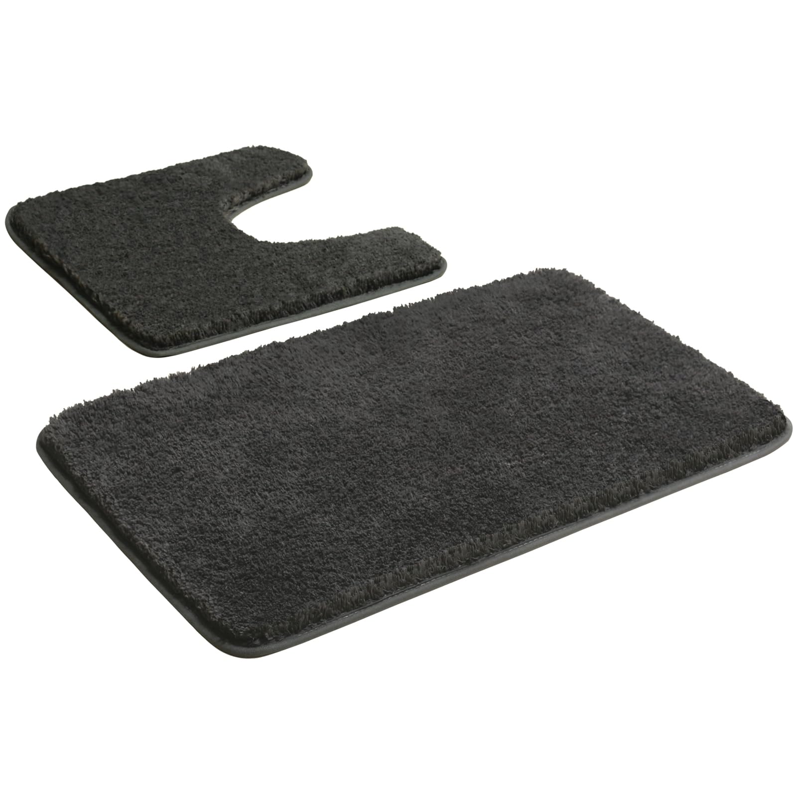 Myting Bathroom Mat Sets 2 Piece, Non Slip Washable Grey Bath Mat, Soft Microfibre Bathroom Rug and Toilet Mat 50x80+50x50 cm
