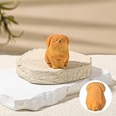 HJZHII Cute Small Wood Golden Retriever Figurine, Golden Retriever Stuffed Animal DIY Handmade Carved Mini Dog Figurines Statue Gifts for Dog Lovers Decoration Collectible Figurines,1.6 x 1.2in
