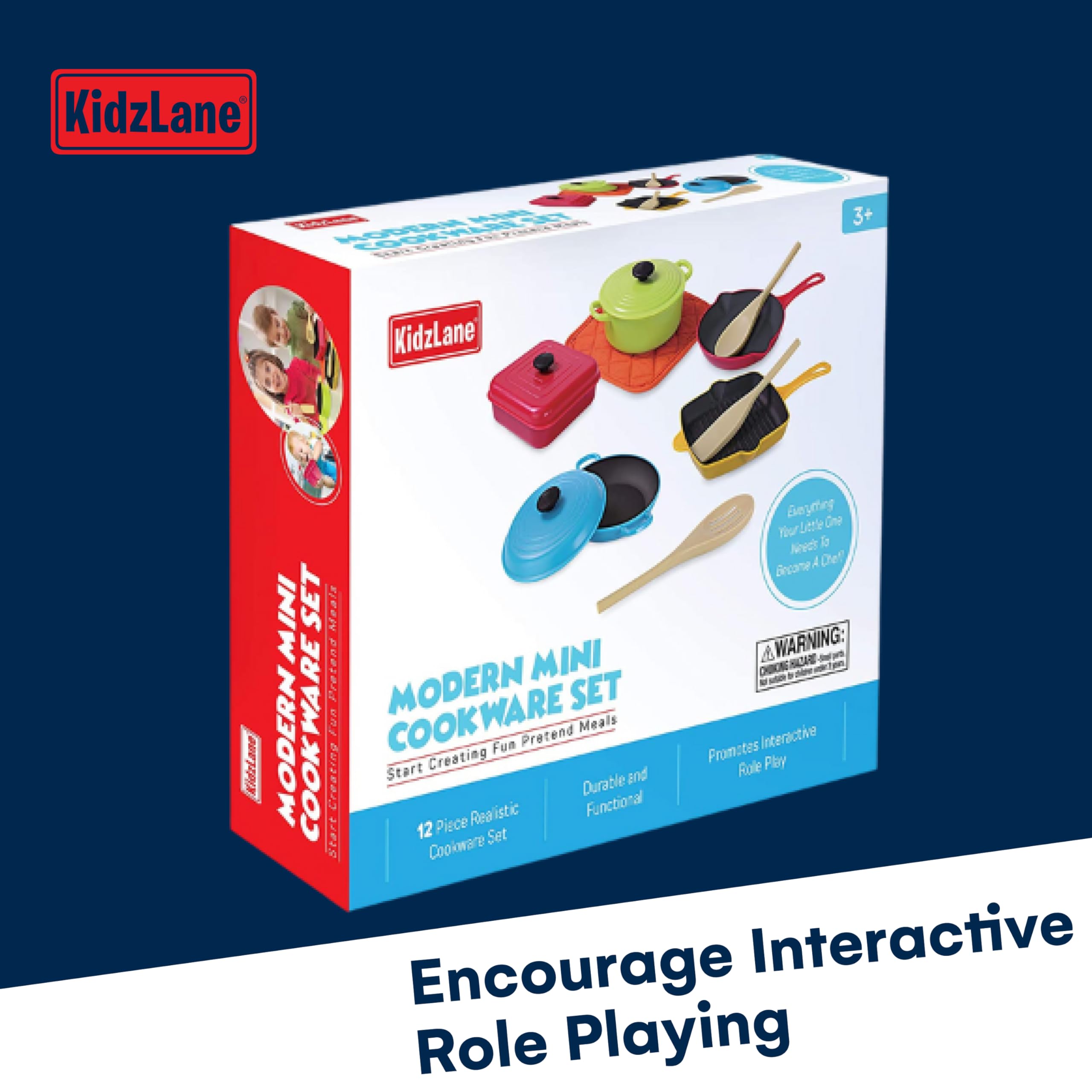 Kidzlane Kids Play Pots and Pans for Toddlers | Durable Mini Cooking Set for Kids Toy, BPA Free, Dishwasher Safe | Kids Pots and Pans Playset | Pretend Play Kitchen Accessories for Kids and Toddlers