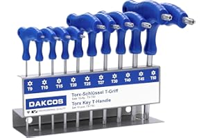 DAKCOS 10 Pcs T-Handle Torx Wrench Set, T9-T50 Star Key with Storage Rack, Cr-V