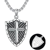 Lattd Shield of Faith Necklace with Ephesians 6:11-18 925 Sterling Silver Armor of God Pendant Knight Templar Necklace Jewelry Gift for Men