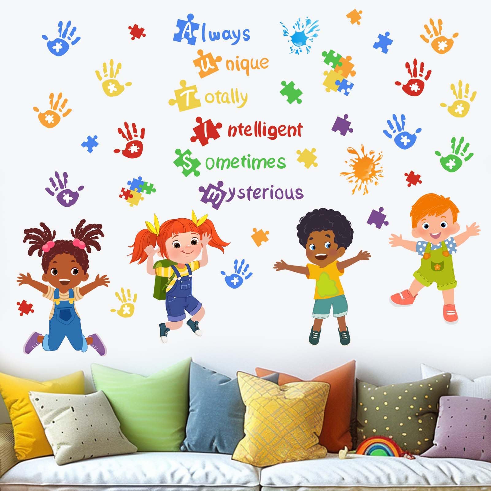 Classroom Reading Wall Stickers for Kids: Peel and Stick Inspirational Quotes Autism Wall Decals - Wall Decor Art Kids Supplies Ages 1-12 Years