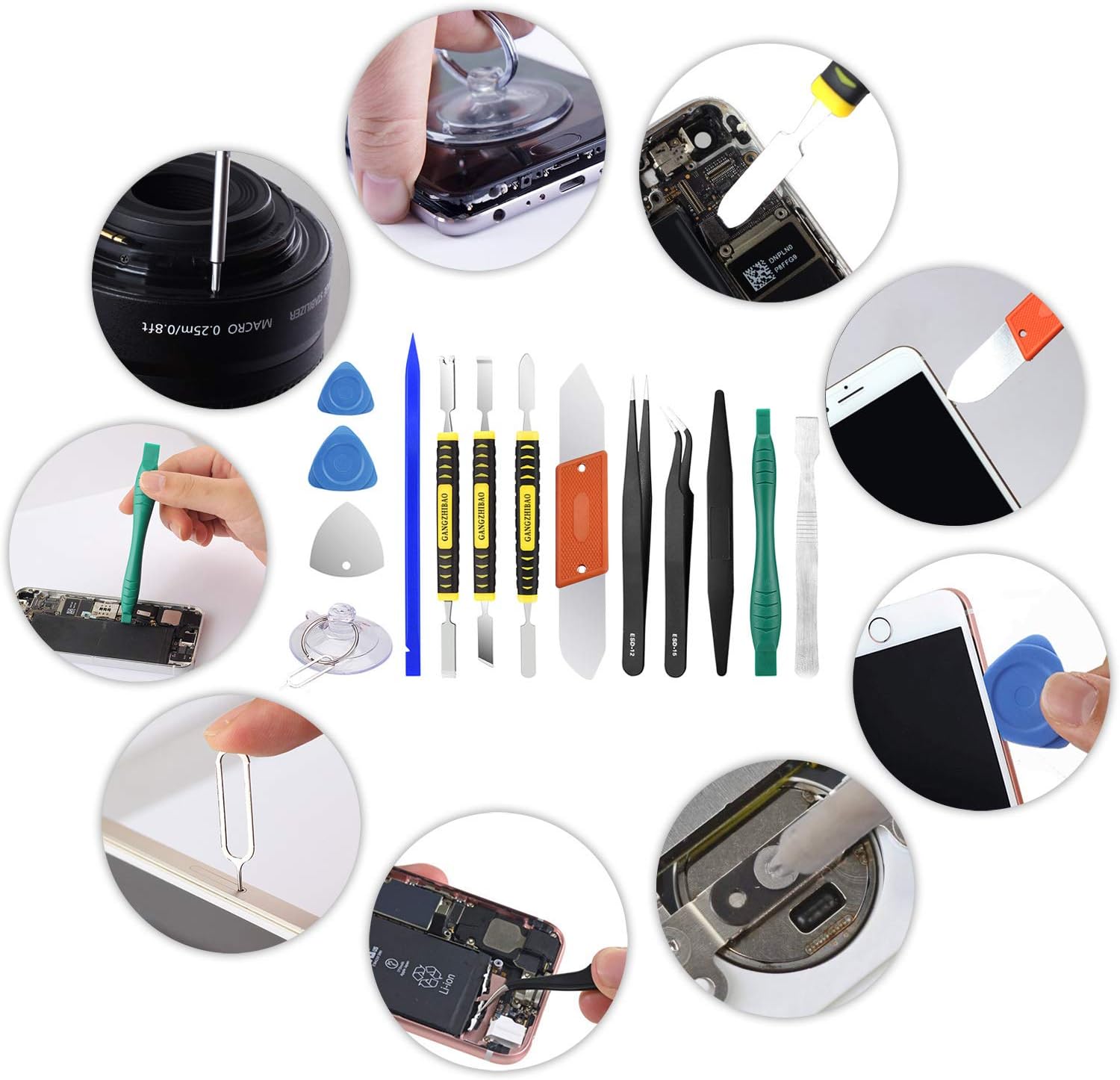 25pcs Electronics Repair Tool Kit, GangZhiBao Precision Screwdriver Set Magnetic for Fix Apple iPhone,Cell Phone,Smart Watch,Computer,PC,Tablet,iPad,Camera,Xbox,PS4 Pry Open Replace  Screen Battery: Home Improvement