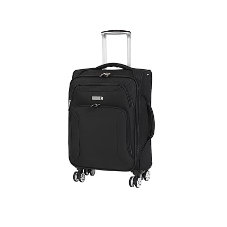 it luggage Fascia 55 cm Lightweight 8 Wheel Expandable Soft Cabin Luggage (Black-12-2177-08)