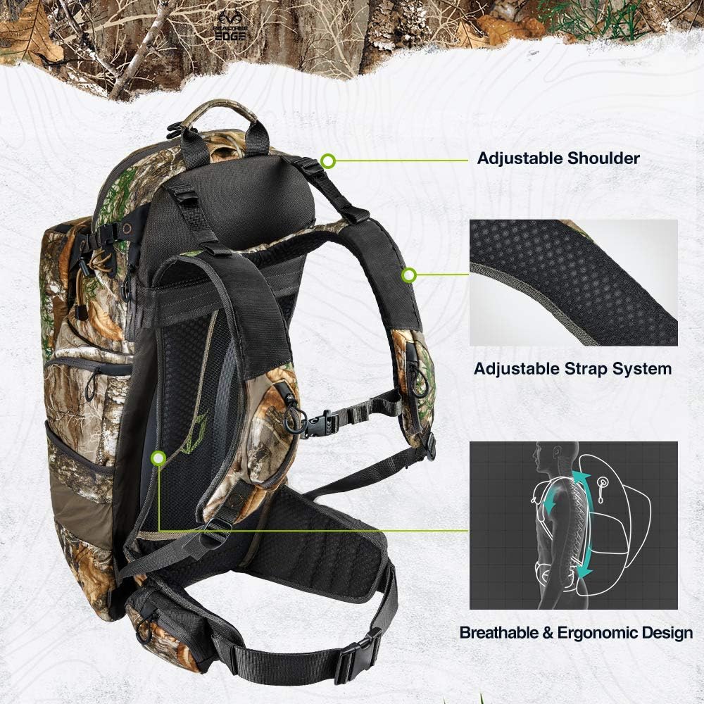 TIDEWE Hunting Backpack 3400cu, Silent Frame Hunting Pack for Bow/Rifle/Pistol: Sports & Outdoors
