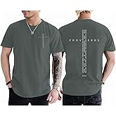 Lubpow Christian Shirts for Men Vintage Religious Cross Bible Verse T-Shirt Jesus Faith Tshirt Inspirational Graphic Tees