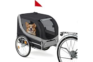 Danrelax 40"/55"/57" Pet Bike Trailer for Dogs up to 88 lbs, Foldable Dog Bicycle Carrier with Shock-Absorbing Tires, Mesh Ve