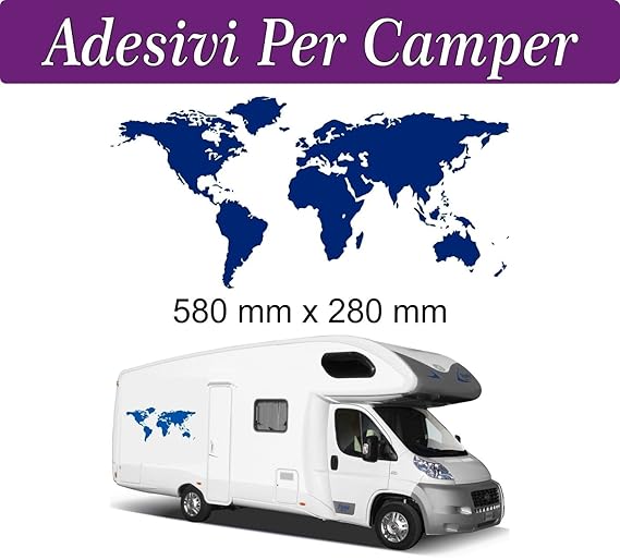 Aufkleber, Motiv: Weltkarte, für Wohnmobil Hobby Mobilvetta Adria Hymer Arca, 1 Stück