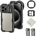 NEEWER 15 Pro Max Cage Phone Video Rig with Snap On 67mm Filter Adapter, 17mm Lens Backplane, Cold Shoe, 1/4" Tripod Mount, Cleaning Cloth, Metal Phone Stabilizer for Video Recoding TikTok, PA024
