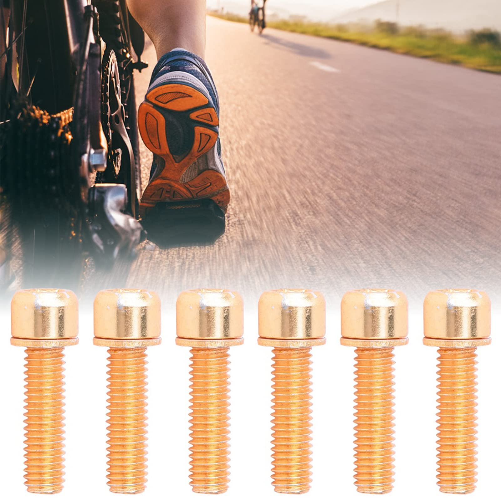 Bicycle Stem Bolts Titanium Alloy M5 x 18mm Bolts Screw with Washers Set for MTB Bicycle Stem(#2)