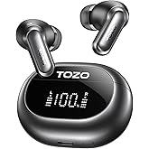TOZO NC20 Active Noise Cancelling Wireless Earbuds, LDAC Hi-Res Sound Bluetooth Headphones, 6 Mics AI Call Ear Buds 80H Playtime, Dual Pairing, 32 EQ via App, IPX8 Waterproof, Wireless Charging Case