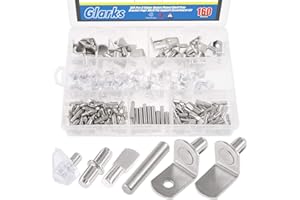 Glarks 160Pcs 6 Styles Shelf Pins Kit, Nickel Shelf Support Pegs, PVC Shelf Pins, Flat Spoon Pegs, Cylindrical Pins Holder, L