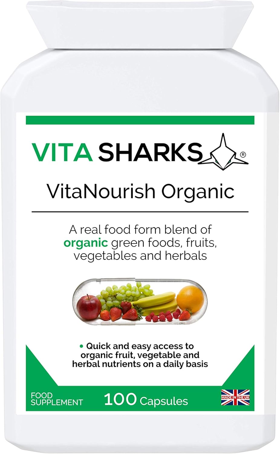 VitaNourish Organic. Nutrient-Dense Potent Vegan Whole Food Supplement for Total Immunity. Essential Vitamins & Minerals from 100% Organic Kosher Fruit